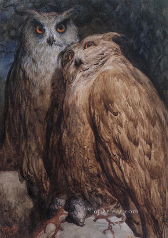 Two Owls Gustave Dore Oil Paintings